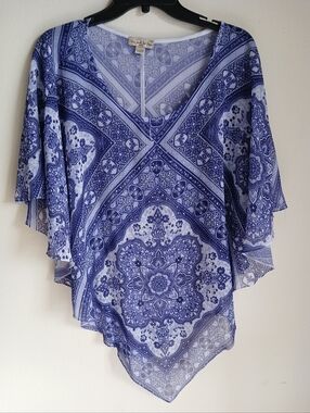 Live and Let Live Purple Boho Poncho Cover Up 1X